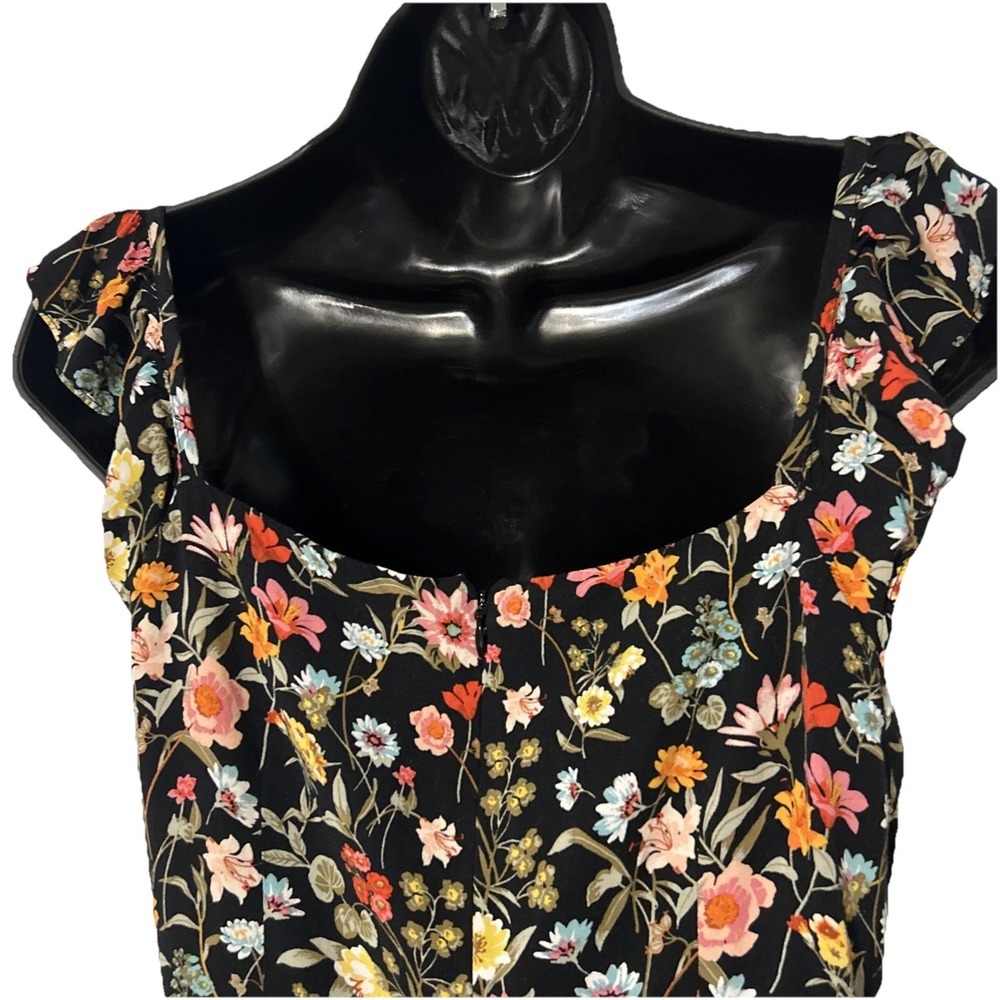 Loft Petites Romper Jumpsuit Black Floral Print Rayon Womens Size 6P NWOT - Picture 4 of 6